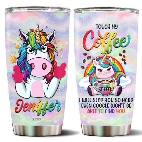 Personalized Unicorn Tumbler Gifts for Women Travel Cup Coffee Mug Insulated Stainless Steel 20oz With Lid Water Bottle Gift for Girls Kids Daughter Unicorn Lovers - color: UNICORN