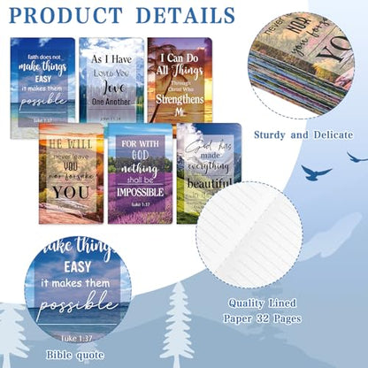Colarr 24 Pcs Christian Women Gifts Bible Pens Notebooks, Scenery - style: Scenery