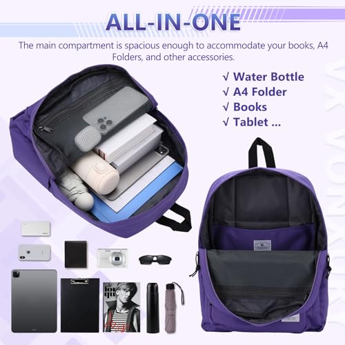 VX VONXURY Kids Backpack for School Travel,16.7 Inch Lightweight Bookbag - color: Purple