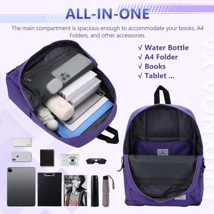 VX VONXURY Kids Backpack for School Travel,16.7 Inch Lightweight Bookbag - color: Purple