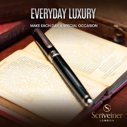 Scriveiner Black Green Rollerball Pen - Stunning Luxury Pen, Chrome Finish, Schmidt Ink Refill, Best Roller Ball Pen Gift Set for Men & Women, Professional, Executive Office - color: 15. Very Dark Black Green with Chrome