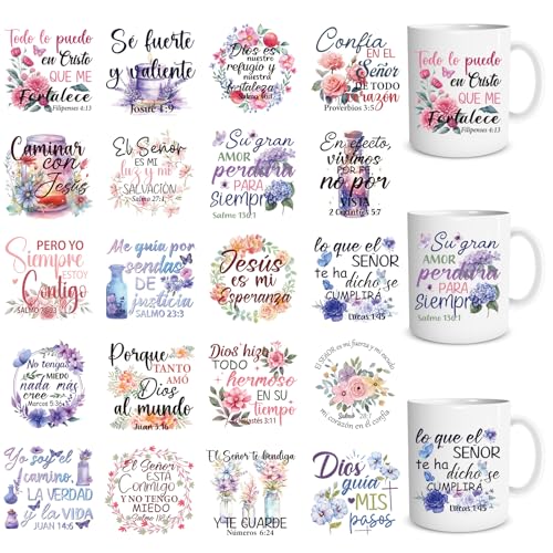 20 Sheets Watercolor Spanish Bible UV DTF Cup Wrap Transfer Decal - style: Spanish Bible Verse