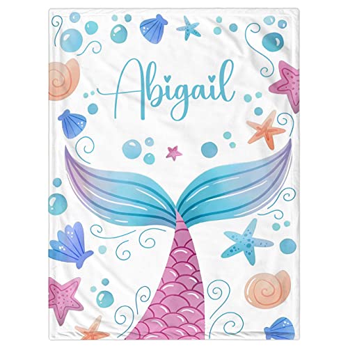Personalized Baby Blanket for Girls, Custom Baby Blanket with Name Super Soft Personalized Name Blankets for Kids, Custom Mermaid Blankets for Infant Toddler, Babys Gifts for Birthday - color: Cute Mermaid Tail