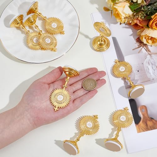 8 Pcs Gold Standing Cross Decor, Catholic Monstrance Statues Table Desk Decor, Standing Crucifix Catholic Home Decor, Jesus Religious Baptism Favors for Guests, First Communion Gifts