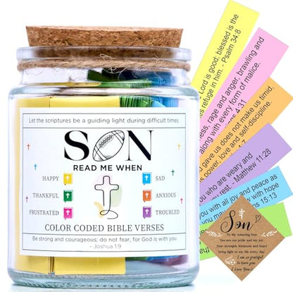 Bible Verse Jar for Son, Christian Gifts for Boys, 92 Scriptures - color: Bible For Son