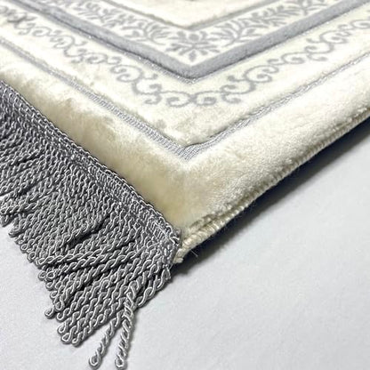 Modefa Foam Padded Prayer Rug | Thick Prayer Mat with Knee Cushion Memory Foam Prayer Mats | One Inch Thick Soft Velvet Islamic Praying Mat Luxury (Grey) - color: Grey
