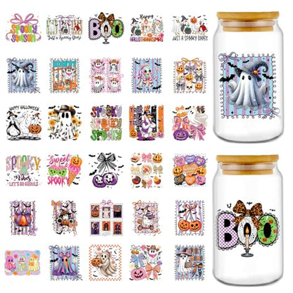 Rngmsi UV DTF Cup Wrap - 30 Sheets Halloween Goose Ghost UV DTF Wraps for 16 oz Glass, Funny Silly Pumpkin UVDTF Stickers, Rub on Transfer Decals for Drinking Cups DIY Crafts for Adults - style: Halloween Goose Ghost