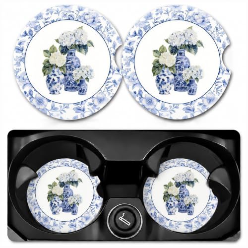 Car Coasters for Cup Holders, Blue and White Porcelain Car Coasters, B15 - color: Chinoiserie