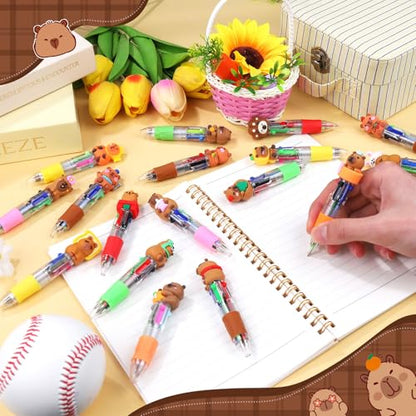 24 Pack Hydrochoerus hydrochaeris Pens 4-in-1 Multicolor Pens with Detachable Charms - Bulk Goodie Bag Fillers, Cute Party Favors for Kids, Classrooms & School Supplies - color: Hydrochoerus hydrochaeris