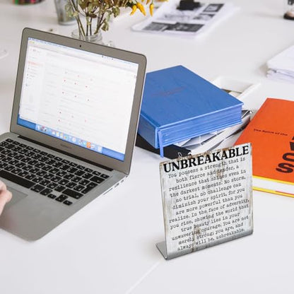 Unbreakable Inspirational Desk Sign Resilience & Strength Quote Decor - style: Unbreakable