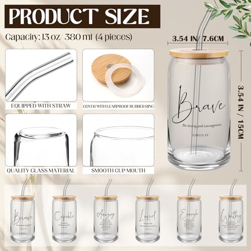 AmazingSpark 18 Pcs Christian Gifts Bulk Glass Cups Prayer Journals Pens - color: Black, size: Bible Words