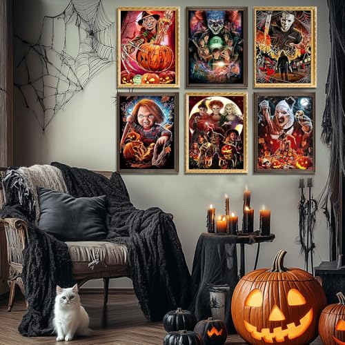 6Pack Horror Diamond Art Kits for Adults,Diamond Painting Kits for Beginner - color: JOJO-DP81