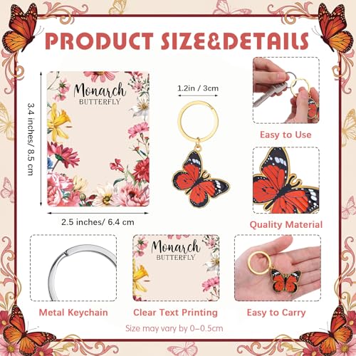 Yinkin 24 Sets Monarch Butterfly Keychains with Card Butterfly Shape Charms for Backpack, Handbags Mothers Day Gift Bulk for Girls Women Nature Lovers Summer Party Birthday Gift Decor - style: Monarch Butterfly