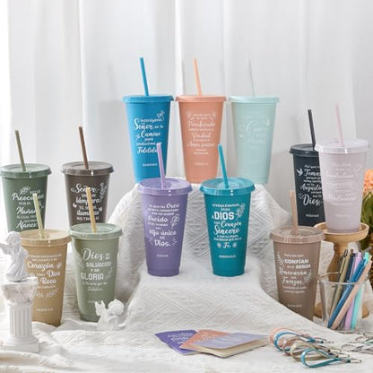 Hollowfly 12 Set/48 Pcs Spanish Christian Gifts for Women, Light Morandi - color: Light Morandi