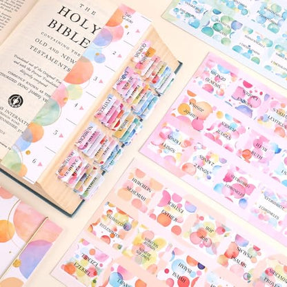 Laminated Bible Tabs for Women, Buble Pink, with Alignment Ruler, 105pcs - style: P-bubble