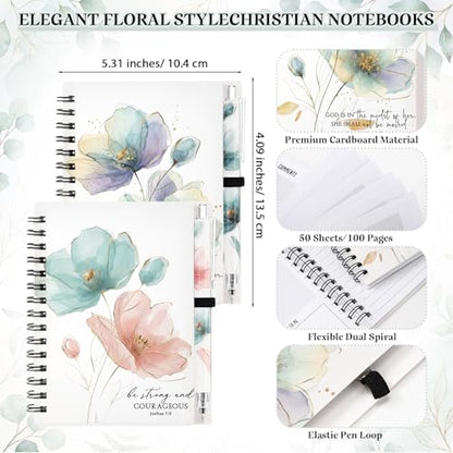 Resurhang 24 Sets/48 Pcs Christian Journals with Pens, Faith in Bloom - style: Faith in Bloom