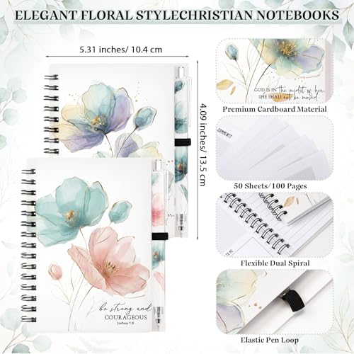 Resurhang 24 Sets/48 Pcs Christian Journals with Pens, Faith in Bloom - style: Faith in Bloom