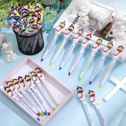 CroBlissful 60 Pcs Christian Jesus Pens Bulk, Bible Verse Ballpoint Pens 0.7mm Black Ink, Religious Inspirational Gifts VBS Prizes Sunday School Church Party Favors Office Supplies