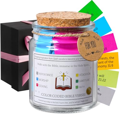 WMWXNNT Bible Verse Jar, Christian Gifts for Women, Men, Birthday & Graduation Gifts, Inspirational Gift for Mom, Teens, Friends, Prayer Jar with a 48-inch Ribbon Bow - color: Bible Jar of Prayer