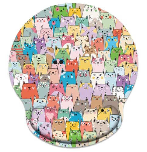 Britimes Ergonomic Mouse Pad with Wrist Support, Cats Cat - color: Colorful Cats