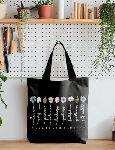 Bible Bags for Women, Christian Tote Bag, Gifts for Christian Women - color: Black