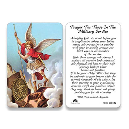 H HOLLY LINES St. Michael The Archangel Prayer Card for Protection for The Military Set of Five Wallet Size