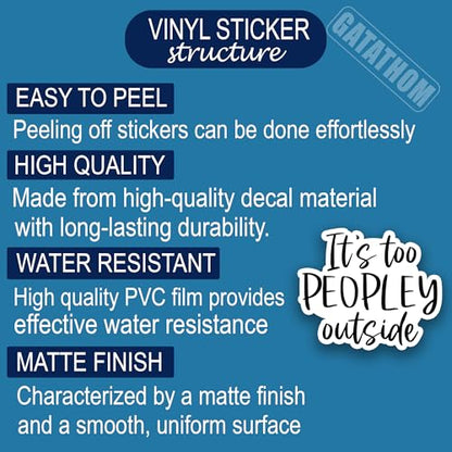 (3Pcs) It's Too Peopley Outside Sticker – Funny Sarcastic Saying Stickers, Introvert Anti Social Humor Vinyl Decal for Laptop Water Bottle Scrapbook Phone Case Helmet, 3" x 2.5" - color: It's Too Peopley Outside