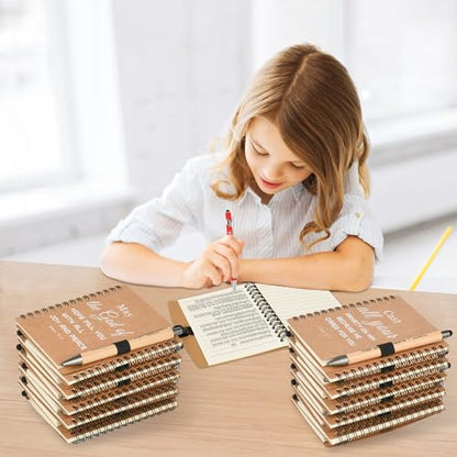 INSADA Christian Prayer Journal Spiral Notebooks Bulk with Pens - Small Lined Notepads (4.13”x5.43”) - Christian Gifts for Women,Church Members & Bible Study Groups (30 sets Brown) - color: Brown