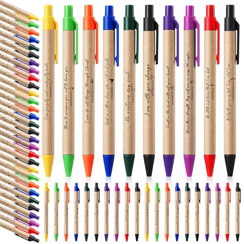 Marspark 100 Pcs Christian Pens Gift Bulk Bible Verse Retractable, Colorful - color: Colorful