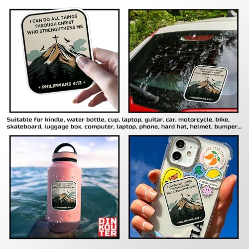 (3Pcs) I Can Do All Things Through Christ Who Strengthens Me Christian Faith Sticker Philippians 4 13 Waterproof Die-Cut Vinyl Sticker for Kindle Laptop Water Bottle Funny Decal Gifts 2 Inches - size: 2x2"