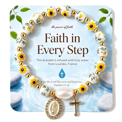 Holy Water Bracelet for Women,Religious Christian FaithJewelry - color: (Yellow1)