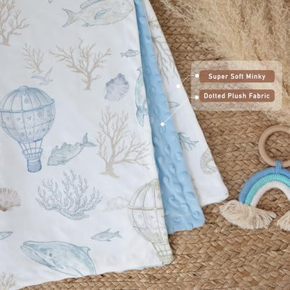 Fleece Baby Blankets for Girls & Boys, Infant Toddler Blanket - color: Light Blue Whale