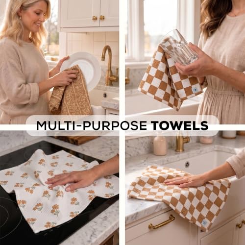 Kitchen Towels, Dish Towels for Kitchen, 3 Pc Kitchen Towel Set - color: Coffee