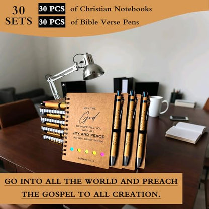 30 Sets Christian Notebooks Bulk Prayer Journals Inspirational Christian Gifts Bible Notebook with Bible Verse Pens for Women Men Church Members Bible Study Groups & Church Families - color: 30 Pcs