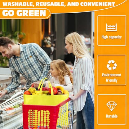 Windyun 100 Pcs Reusable Grocery Bags Large Shopping Tote Bulk, Yellow - color: Yellow