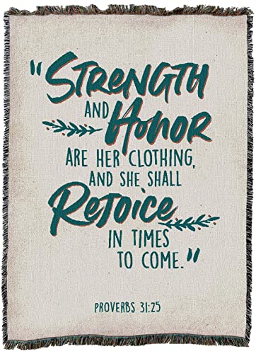 Pure Country Weavers Strength and Honor Blanket Green - Scriptures - Proverbs 31:25 - Religious Gift Tapestry Throw Woven from Cotton - Made in the USA (72x54) - color: Proverbs 31:25 Green, size: 72" x 54"