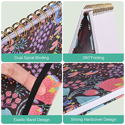 OMEYA Spiral Notebook, A5 Lined Journals for Women, College Ruled 160 Pages - color: Black Red Flowers, size: A5