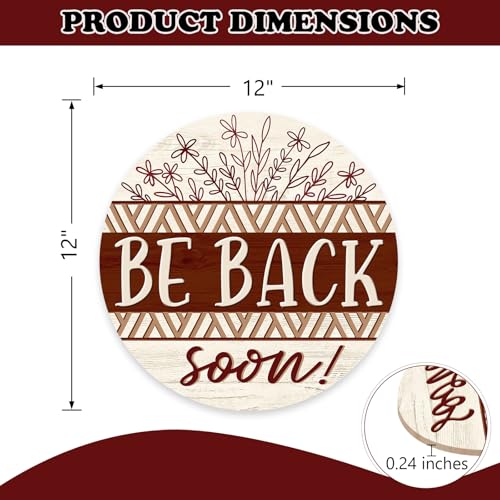 Be Back Soon Front Door Sign, Flower Leaves Wood Door Hanger - color: Be Back