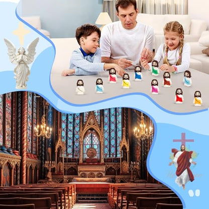 30PCS Little Jesus Figures, 10 Color Tiny Jesus Figurines in Bulk, Mini Jesus Figure Religious Gifts for Easter Egg Stuffers Fillers, Christian Valentines Gifts for Kids Women Mom (30PCS)