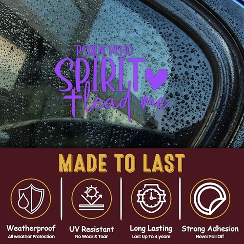 Spirit Lead Me Car Decal, Heart Cross Christian, Religious, Jesus, Bible Verse Decals, Vinyl Waterproof 8 inch Bumper Sticker for Trucks Window, Car Accessories Decorations Gifts for Friend Mom Dad