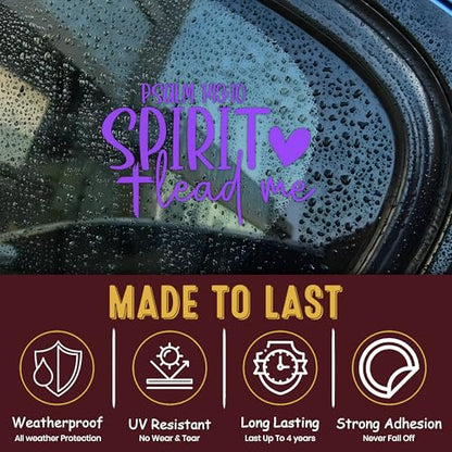 Spirit Lead Me Car Decal, Heart Cross Christian, Religious, Jesus, Bible Verse Decals, Vinyl Waterproof 8 inch Bumper Sticker for Trucks Window, Car Accessories Decorations Gifts for Friend Mom Dad