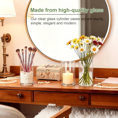 12pcs Thick Glass Cylinder Vase, 6 Inch Clear Glass Flower Vases - size: Smooth-12PCS