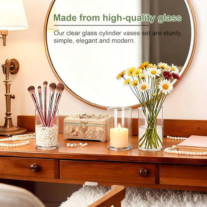 12pcs Thick Glass Cylinder Vase, 6 Inch Clear Glass Flower Vases - size: Smooth-12PCS