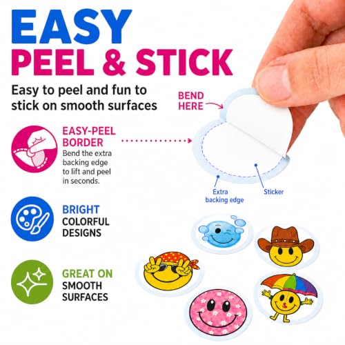 Cool Smiley Face Stickers, 50 Pcs, 2.12 Inch Waterproof for Water Bottles - color: Cool Smiley