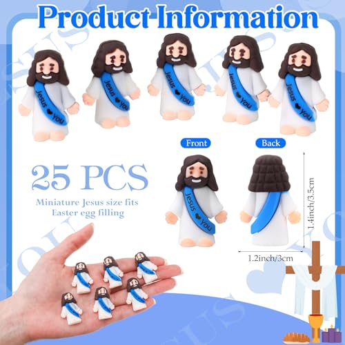 Bememo 25 Pcs Mini Jesus Figures Little Jesus Figurines,Blue - color: Blue