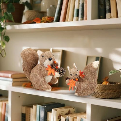 winemana Set of 2 Fall Decorations for Home Squirrels Table Decor - style: style 3