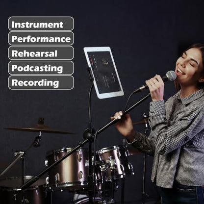 Sherr 2 Pcs Adjustable Microphone Mic Stands Bulk, Mic with Tablet Holder - style: Mic with Tablet Holder