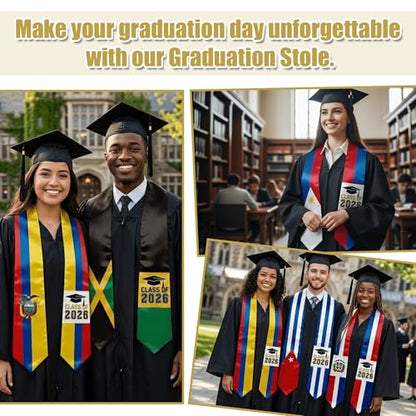 National Flag Graduation Stole Sash - 72" Long Unisex Honors Stole for Students - color: Colombia