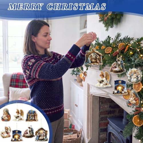 Wenqik 12 Pcs Christmas Nativity Scene Ornaments for Tree Acrylic,Classic - style: Classic