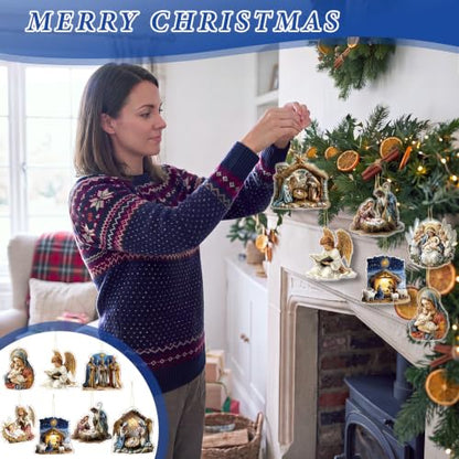 Wenqik 12 Pcs Christmas Nativity Scene Ornaments for Tree Acrylic,Classic - style: Classic